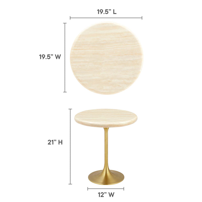 Lippa 20" Round Artificial Travertine Side Table by Modway