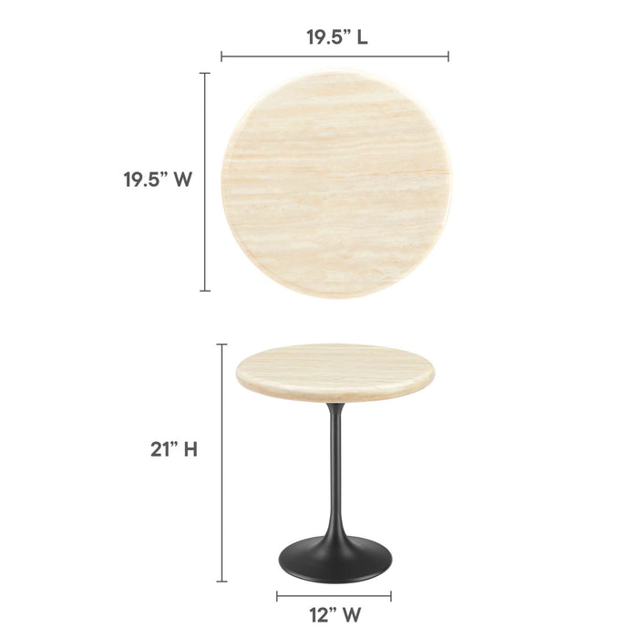 Lippa 20" Round Artificial Travertine Side Table by Modway