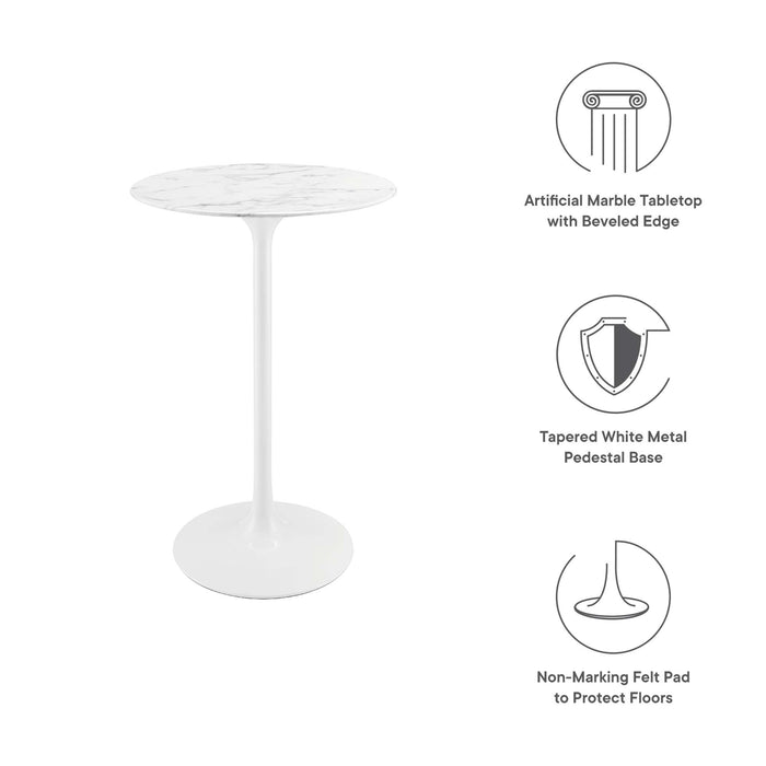 Lippa 28" Round Artificial Marble Bar Table by Modway