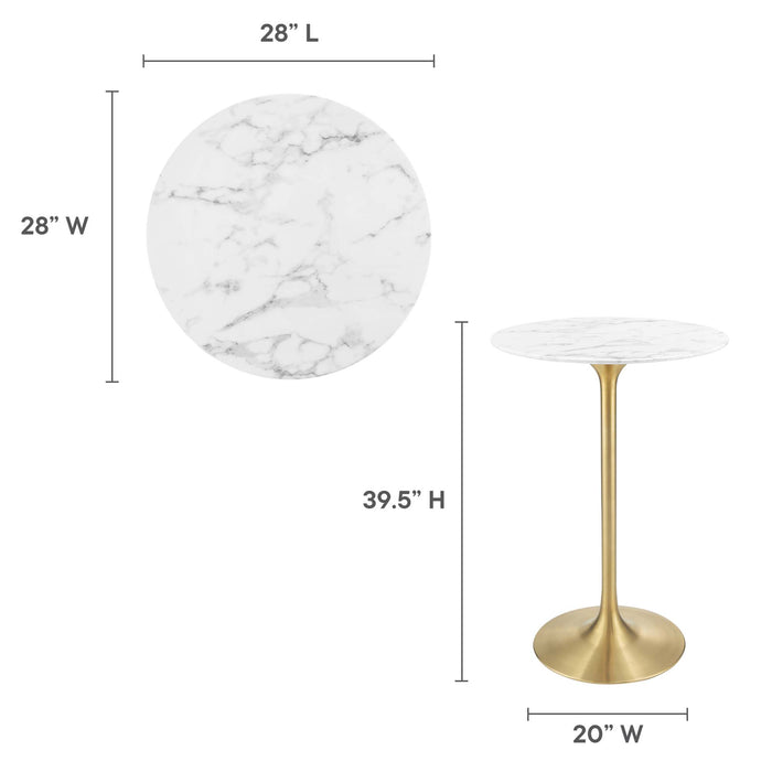 Lippa 28" Round Artificial Marble Bar Table by Modway