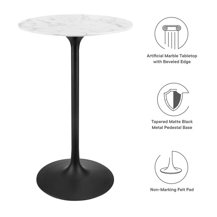 Lippa 28" Round Artificial Marble Bar Table by Modway