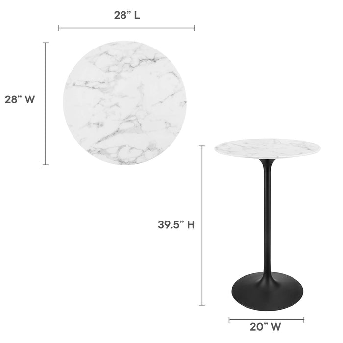 Lippa 28" Round Artificial Marble Bar Table by Modway