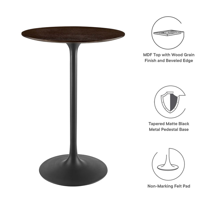 Lippa 28" Round Wood Grain Bar Table by Modway