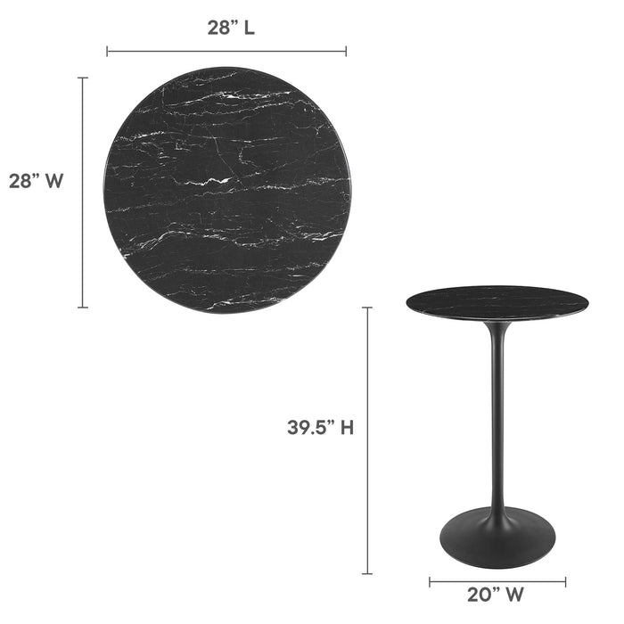 Lippa 28" Round Artificial Marble Bar Table by Modway