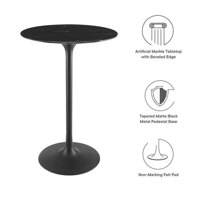 Lippa 28" Round Artificial Marble Bar Table by Modway