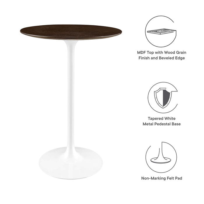 Lippa 28" Round Wood Grain Bar Table by Modway