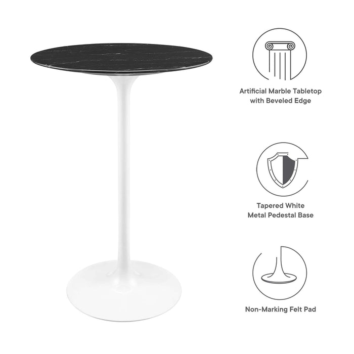 Lippa 28" Round Artificial Marble Bar Table by Modway