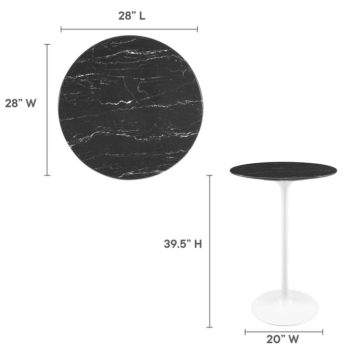 Lippa 28" Round Artificial Marble Bar Table by Modway