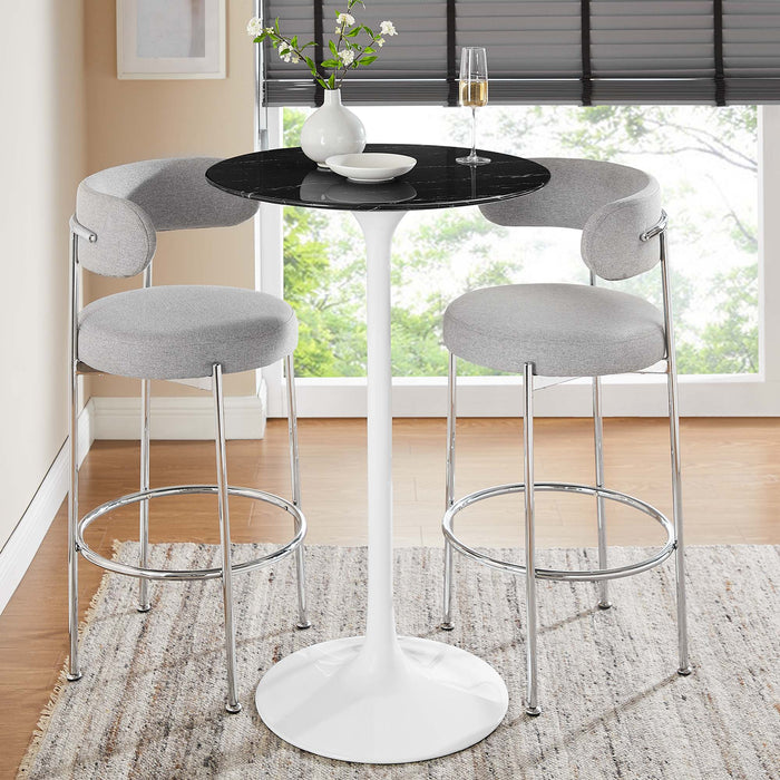 Lippa 28" Round Artificial Marble Bar Table by Modway