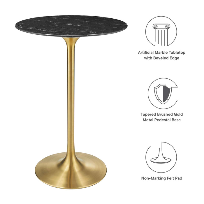 Lippa 28" Round Artificial Marble Bar Table by Modway