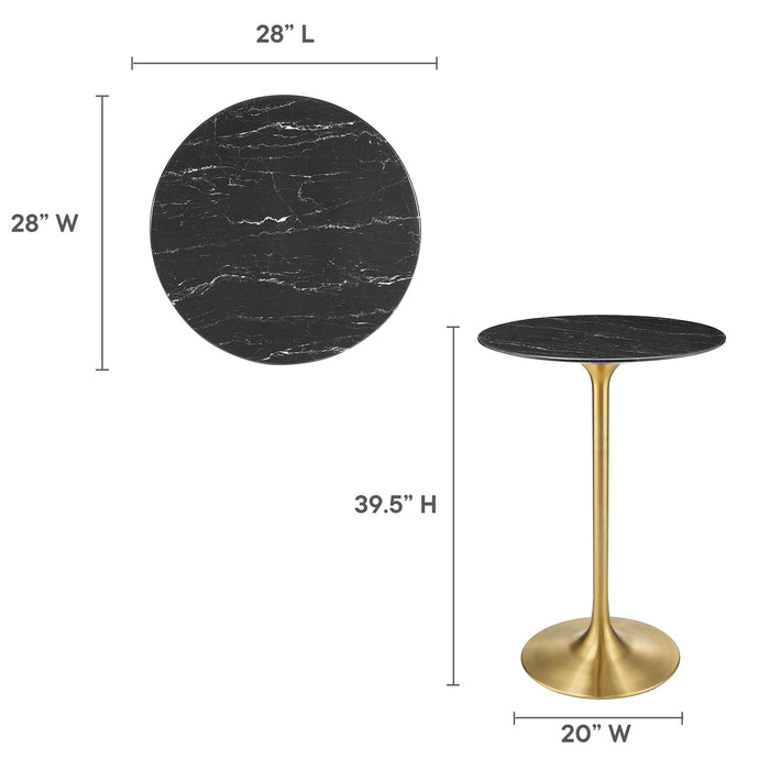 Lippa 28" Round Artificial Marble Bar Table by Modway