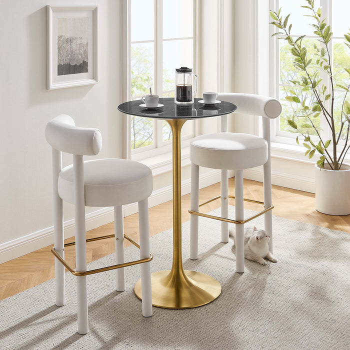 Lippa 28" Round Artificial Marble Bar Table by Modway