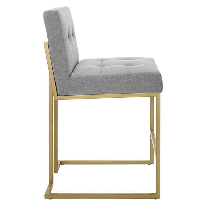 Privy Gold Stainless Steel Upholstered Fabric Counter Stool by Modway