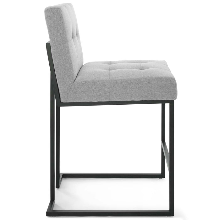 Privy Black Stainless Steel Upholstered Fabric Counter Stool by Modway