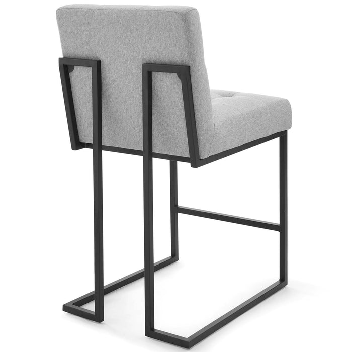 Privy Black Stainless Steel Upholstered Fabric Counter Stool by Modway