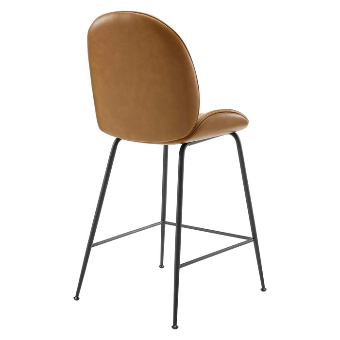 Scoop Black Powder Coated Steel Leg Vegan Leather Counter Stool by Modway