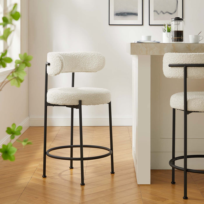 Albie Boucle Fabric Counter Stools Set of 2 by Modway