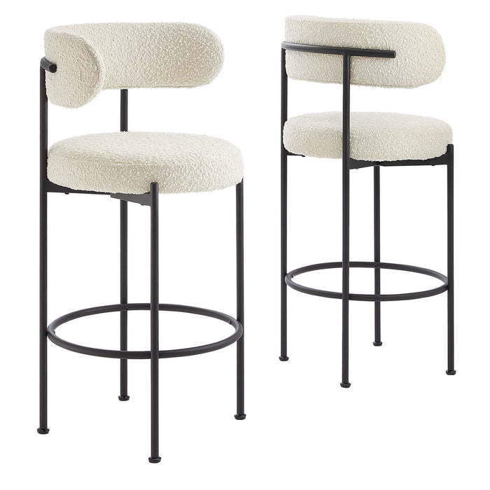 Albie Boucle Fabric Bar Stools Set of 2 by Modway