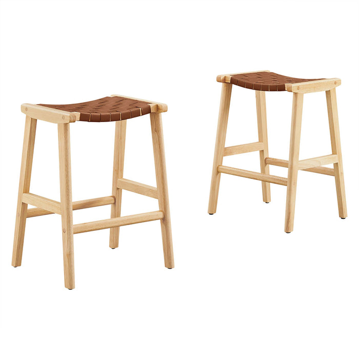 Saoirse Faux Leather Wood Counter Stool Set of 2 by Modway