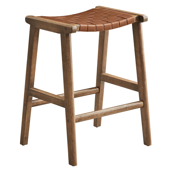 Saoirse Faux Leather Wood Counter Stool Set of 2 by Modway