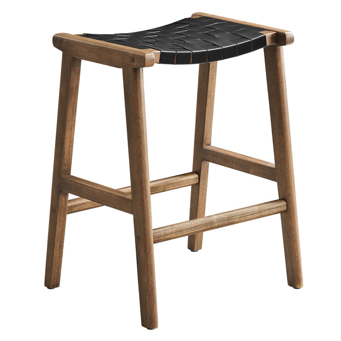 Saoirse Faux Leather Wood Counter Stool Set of 2 by Modway