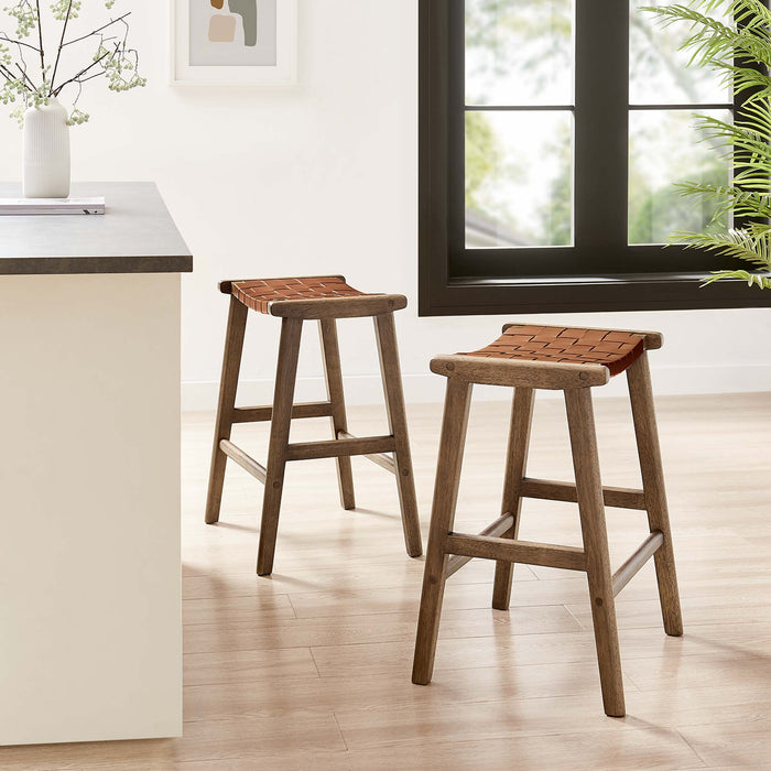 Saoirse Faux Leather Wood Counter Stool Set of 2 by Modway