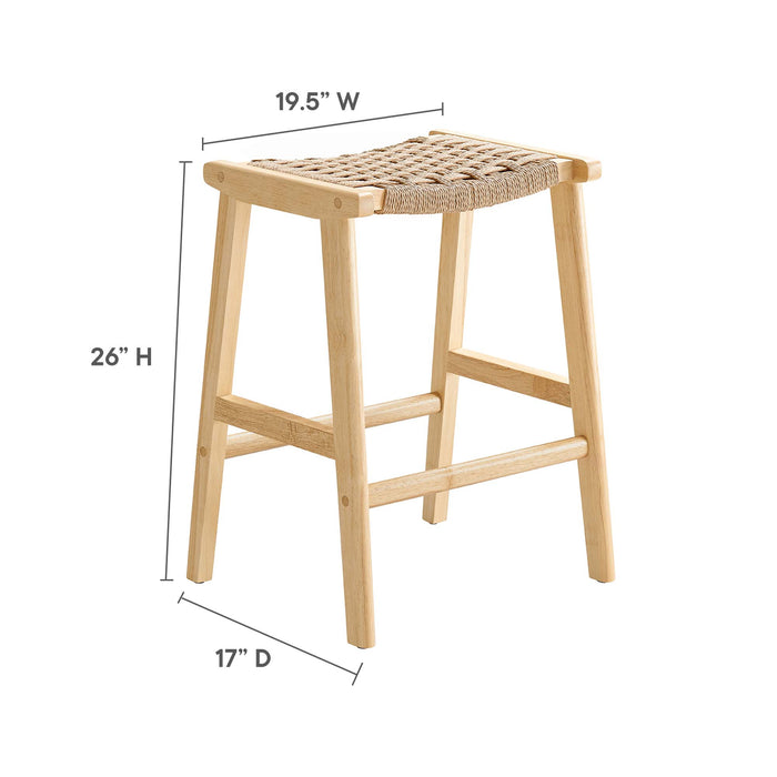 Saoirse Woven Rope Wood Counter Stool Set of 2 by Modway