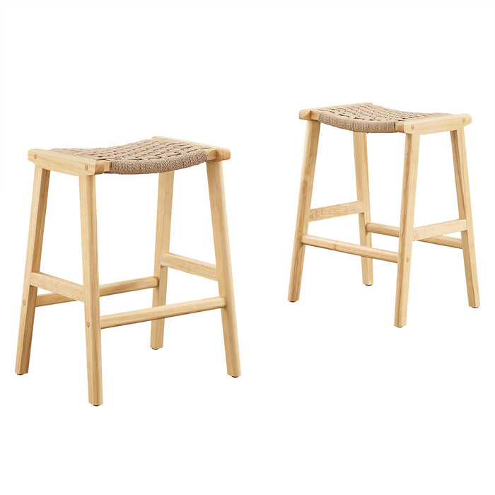 Saoirse Woven Rope Wood Counter Stool Set of 2 by Modway