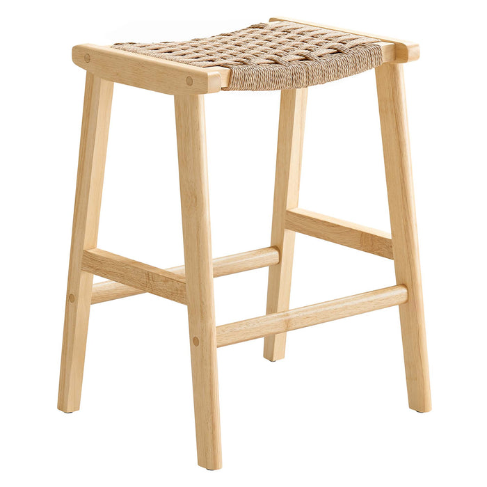 Saoirse Woven Rope Wood Counter Stool Set of 2 by Modway