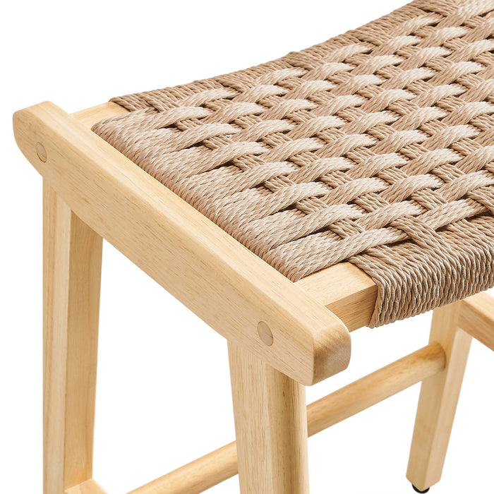 Saoirse Woven Rope Wood Counter Stool Set of 2 by Modway