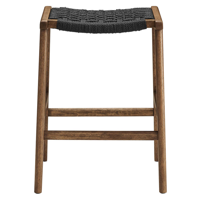 Saoirse Woven Rope Wood Counter Stool Set of 2 by Modway