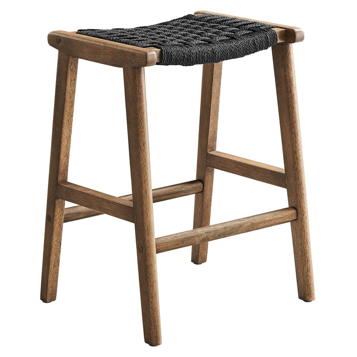 Saoirse Woven Rope Wood Counter Stool Set of 2 by Modway