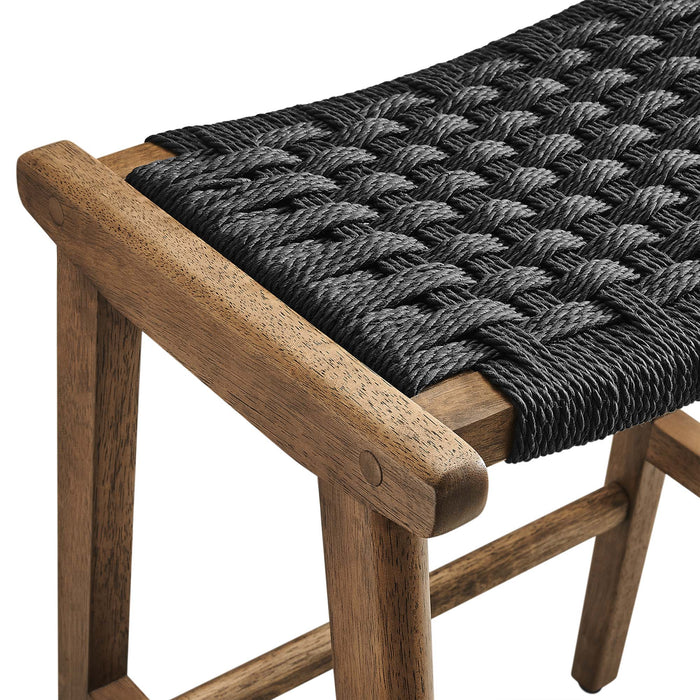 Saoirse Woven Rope Wood Counter Stool Set of 2 by Modway