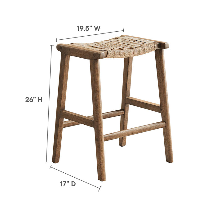 Saoirse Woven Rope Wood Counter Stool Set of 2 by Modway