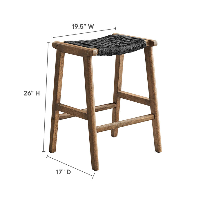 Saoirse Woven Rope Wood Counter Stool Set of 2 by Modway