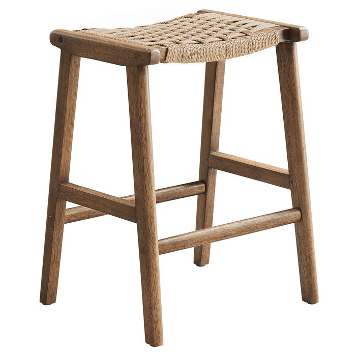 Saoirse Woven Rope Wood Counter Stool Set of 2 by Modway