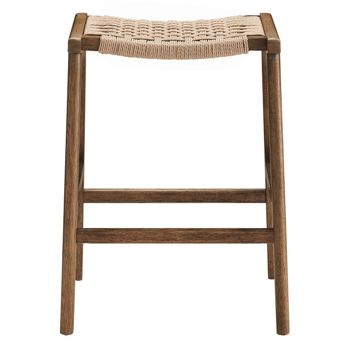 Saoirse Woven Rope Wood Counter Stool Set of 2 by Modway