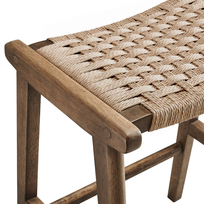 Saoirse Woven Rope Wood Counter Stool Set of 2 by Modway