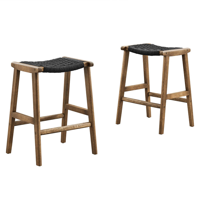 Saoirse Woven Rope Wood Counter Stool Set of 2 by Modway