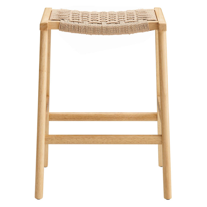 Saoirse Woven Rope Wood Counter Stool Set of 2 by Modway