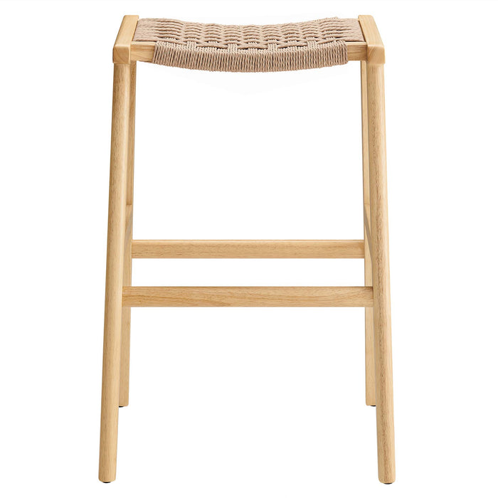 Saoirse Woven Rope Wood Bar Stool Set of 2 by Modway