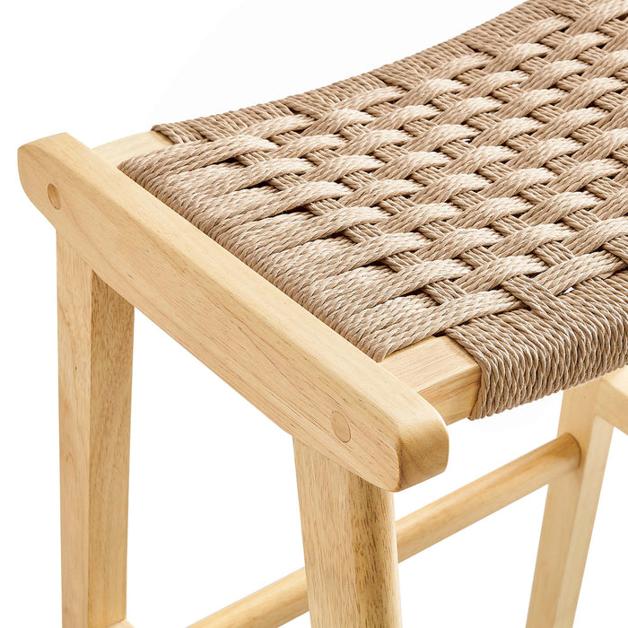 Saoirse Woven Rope Wood Bar Stool Set of 2 by Modway