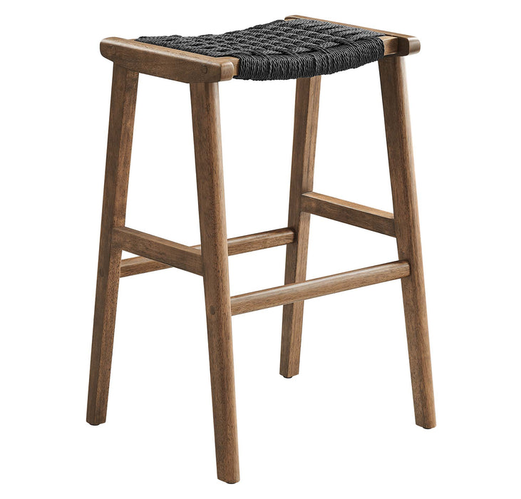 Saoirse Woven Rope Wood Bar Stool Set of 2 by Modway