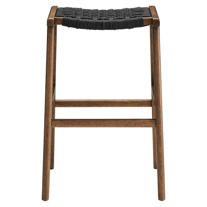 Saoirse Woven Rope Wood Bar Stool Set of 2 by Modway