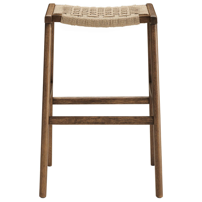 Saoirse Woven Rope Wood Bar Stool Set of 2 by Modway