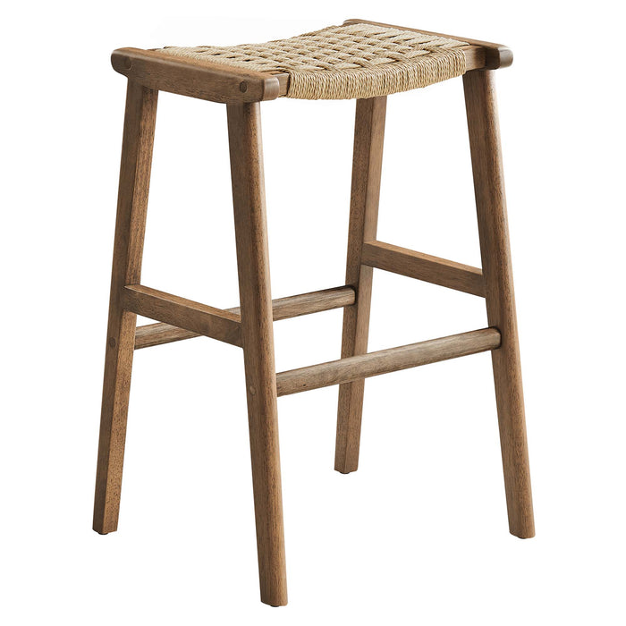 Saoirse Woven Rope Wood Bar Stool Set of 2 by Modway