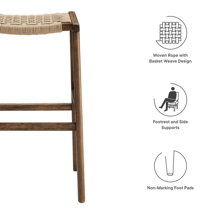 Saoirse Woven Rope Wood Bar Stool Set of 2 by Modway