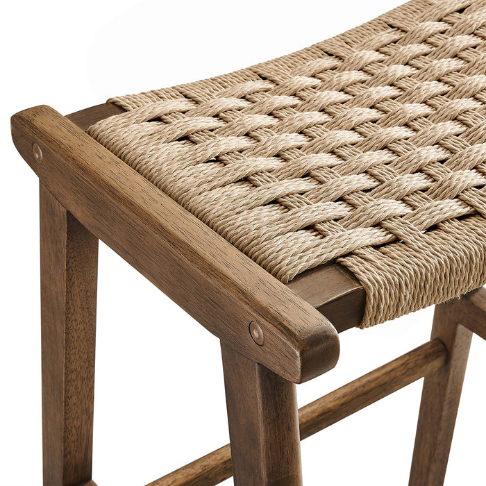 Saoirse Woven Rope Wood Bar Stool Set of 2 by Modway