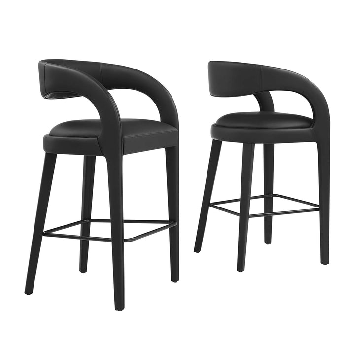 Pinnacle Vegan Leather Bar Stool Set of 2 by Modway