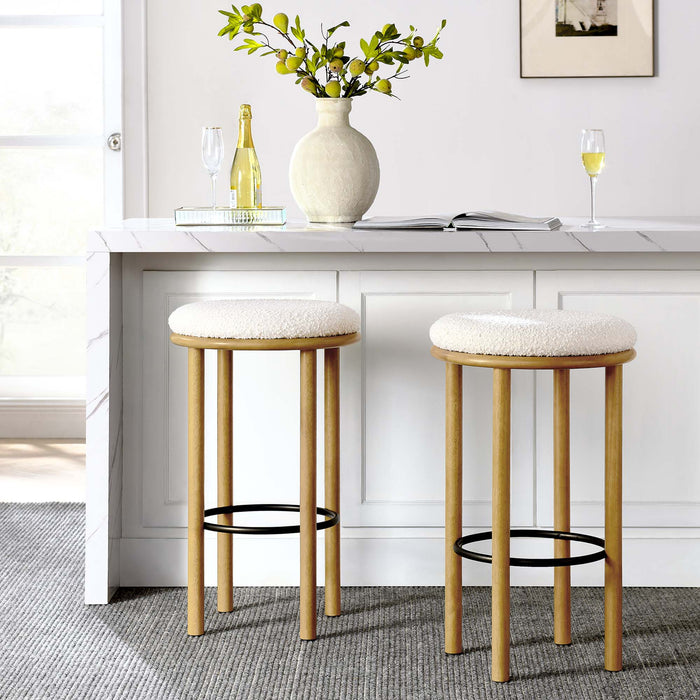 Fable Boucle Fabric Bar Stools Set of 2 by Modway